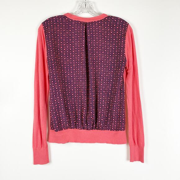 Loft Ann Taylor Salmon Pink & Blue Button Front Cardigan Sweater Womens Size XS - Picture 8 of 10